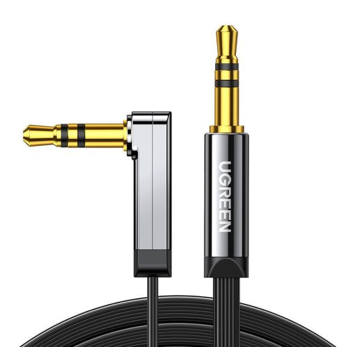 UGREEN AV119 Mini jack 3.5mm AUX sarok kábel, lapos , 0,5m (fekete)