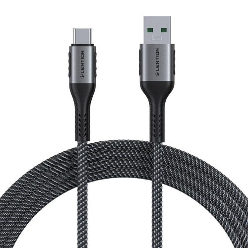 USB-A 3.1 to USB-C Fast charging cable Lention CB-ACE-6A1M, 6A, 10Gbps, 1m (black)