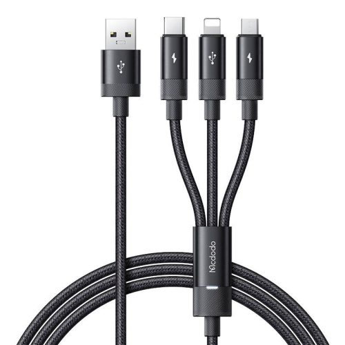 3in1 USB to USB-C / Lightning / Micro USB Cable, Mcdodo CA-5790, 3.5A, 1.2m (black)