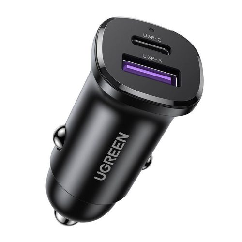 Ugreen EC305 USB-C + USB car charger, 30W (black)