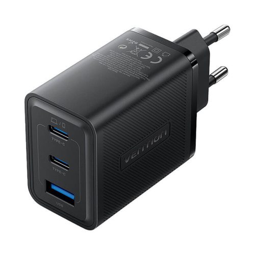 Wall charger, Vention, FERB0-EU,  2xUSB-C, USB- A, 65W/65W/30W, GaN (black)