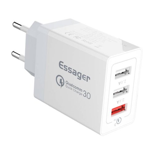 Wall charger, Essager, ECTQC3-FBB02,  3xUSB, 30W (white)