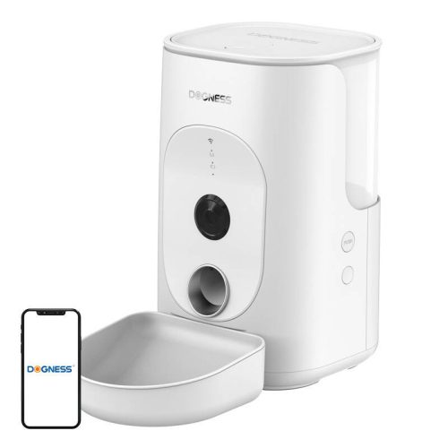 Dogness F15 WiFi 4L-es intelligens ételadagoló kamerával, műanyag edénnyel (fehér)
