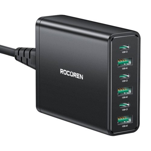 Rocoren power charger 3x USB-C, 3x USB-A, 60W (black)