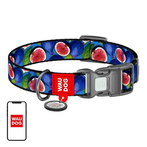 Waudog "Fig" nylon dog collar with QR code, size S