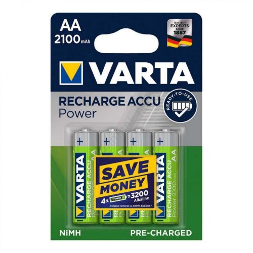 VARTA 56706 akkumulátor AA, NiMH akkumulátor, ceruza, 2100 mAh kapacitás, RTU -feltöltött