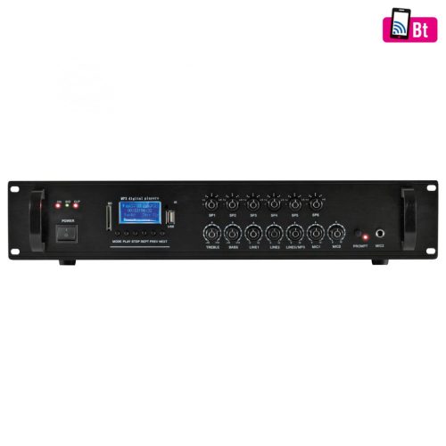 SAL MPA 240BT multimédiás keverő erősítő, 240 W, 6 csatorna, BT, FM rádió, USB/SD