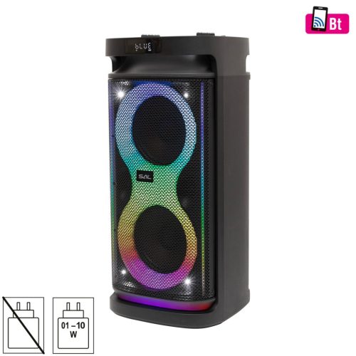 SAL PAR2100BT party hangdoboz, 80W, beépített akkumulátor és LED fénnyel, Bluetooth, FM rádió, AUX és mikrofon bemenetek, 2-utas, 3 hangszóró