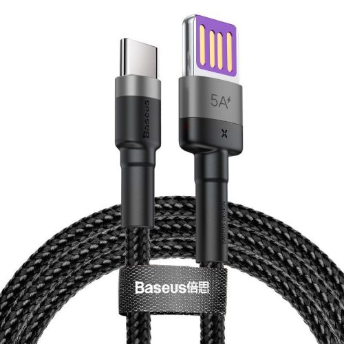 USB-USB-C kábel Baseus Cafule Huawei SuperCharge, QC 3.0, 5A 1m (fekete-szürke)