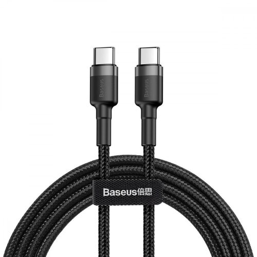 Baseus Cafule PD 2.0 USB-C – USB-C PD 2.0, QC 3.0 kábel, 60 W, 2 m (fekete-szürke)