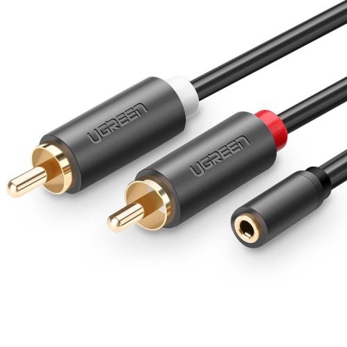 UGREEN AV102 kábel 2x RCA (Cinch) jack 3,5 mm 0,25 m (fekete)