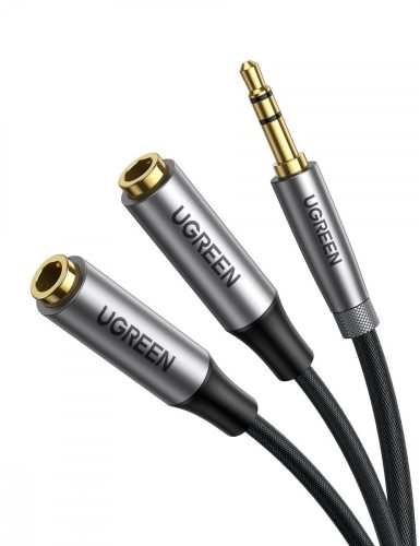 AUX UGREEN audio elosztó 3,5 mm-es jack kábel, 20 cm (fekete)